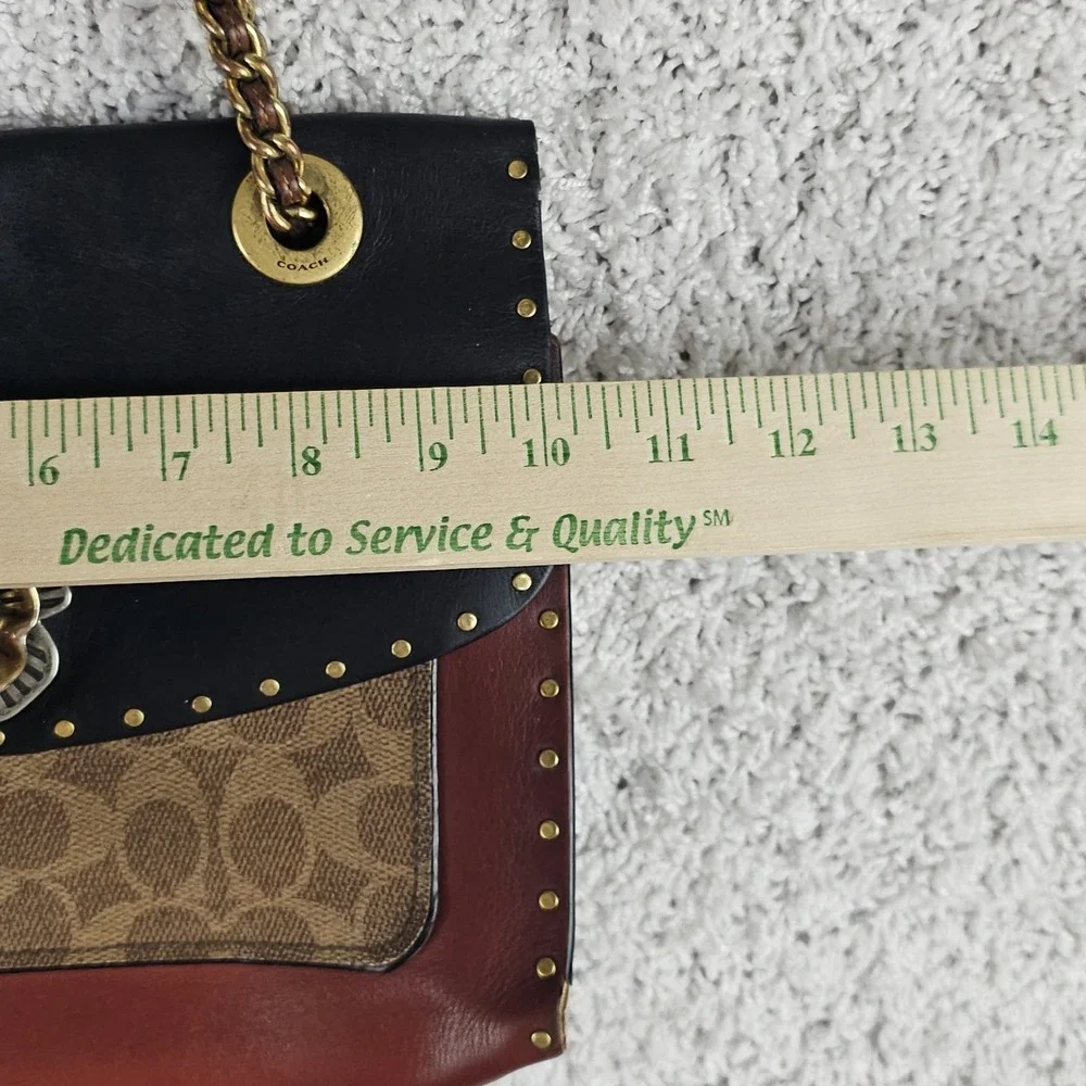 Coach Parker 1941 Rivets Chain Bag Signature Canvas Leather Genuine Snakeskin‎